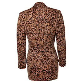 Gianni Versace-Gianni Versace Couture, Blazer largo con estampado de leopardo-Castaño