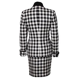 Gianni Versace-Gianni Versace Couture, Manteau et jupe à carreaux militaires-Noir,Blanc