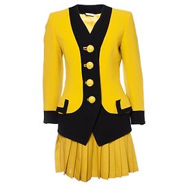 Gianni Versace Couture, Blazer de passarela e saia plissada Amarelo