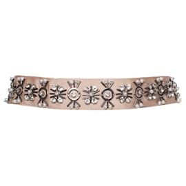 Autre Marque-MAX & CO, light pink canvas belt with stones-Pink