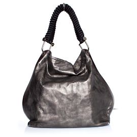 Marni, Metallic Leather Shoulder Bag Grey