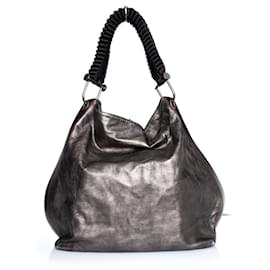Marni-Marni, Metallic Leather Shoulder Bag-Grey