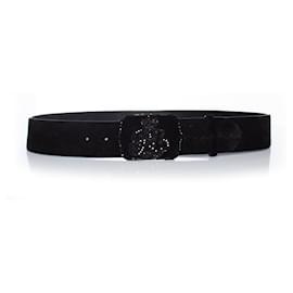 Ralph Lauren-Ralph Lauren, suede buckle belt-Black