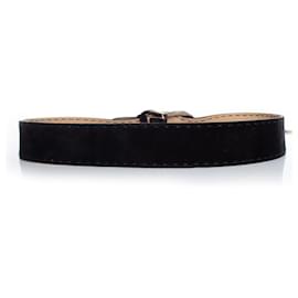 Prada-Prada, Black suede belt with silver buckle-Black