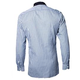 Lanvin-LANVIN, checkered blouse in dark blue-Blue
