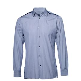 Lanvin-LANVIN, Kariertes dunkelblaues Hemd mit weißem Hemd-Blau