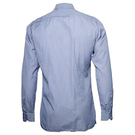 Lanvin-LANVIN, Kariertes dunkelblaues Hemd mit weißem Hemd-Blau