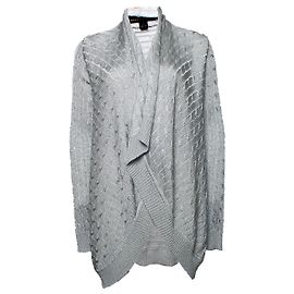 Ralph Lauren, Strickjacke mit Zopfmuster in Metallic-Optik Silber