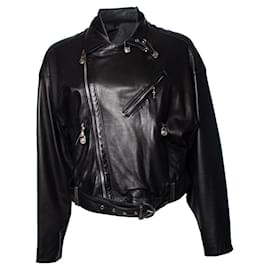 Gianni Versace-Gianni Versace, veste de motard avec épingles de sûreté-Noir