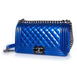 Chanel-Chanel, Jungentasche in Metallic-Blau-Blau