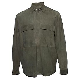 Giorgio Armani Arma, Suede shirt jacket in olive green Green