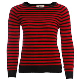Autre Marque-Rika, Cor preta/suéter de lã listrado vermelho.-Preto,Vermelho