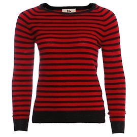 Autre Marque Rika, black/pull en laine à rayures rouges. Noir Rouge