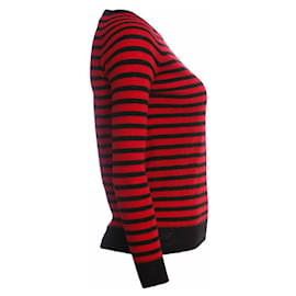 Autre Marque-Rika, black/pull en laine à rayures rouges.-Noir,Rouge