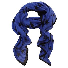 Autre Marque Rika, bufanda azul con estrellas negras. Negro Azul