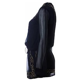 Antik Batik-Antik Batik, schwarzes Tunikakleid mit bronzefarbenen Nieten in Größe 38/S.-Schwarz