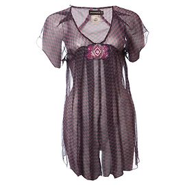 Antik batik, multicoloured transparent top with owl print and decoration in size S. Multiple colors