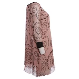 Autre Marque-Naja Lauf, pink dress with black print-Pink