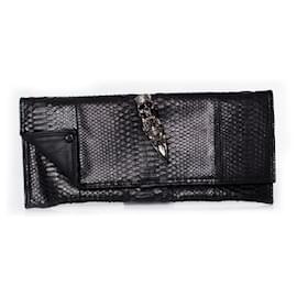Autre Marque Maison Du Posh, Pochette en cuir python noir Noir