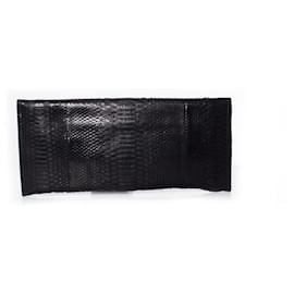 Autre Marque-Maison Du Posh, Black python leather clutch-Black