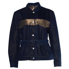 Dries van Noten, Giacca in denim lurex Blu