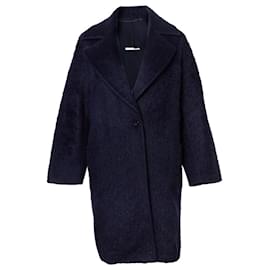 Autre Marque-Cucito a mano, Cappotto in lana alpaca di colore blu-Blu