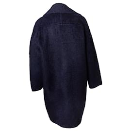 Autre Marque-Cucito a mano, Cappotto in lana alpaca di colore blu-Blu