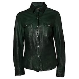 Autre Marque-Negozio di jeans, camicia di pelle verde-Verde