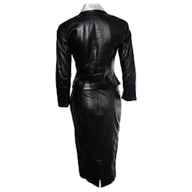 Chanel-Chanel, Leather jacket and skirt-Black