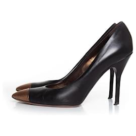 Yves Saint Laurent-YVES SAINT LAURENT, Zapatos de tacón de cuero negros-Negro