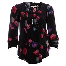 Rebecca Taylor Rebeca Taylor, top de seda preto com estampa de flores Preto
