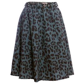 Autre Marque Rika, saia verde com estampa de leopardo. Verde
