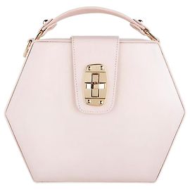 Autre Marque Por Bordon, Bolsa Charlee em couro rosa claro nude. Rosa