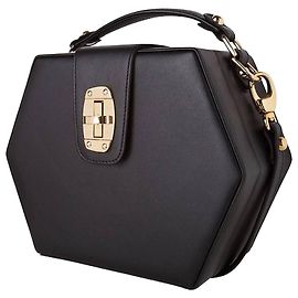 Autre Marque By Bordon, black leather Charlee bag. Black