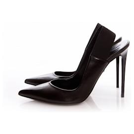 Autre Marque-Phillip model, black leather slingback pumps.-Black