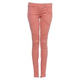 Balmain-balmain, jeans da motociclista rosa.-Rosa