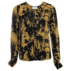 A.L.C-NO.eu.C. blusa cor mostarda em seda-Preto,Amarelo