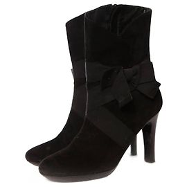 DKNY, botas de camurça preta com laço Preto