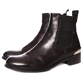 Autre Marque-Russell & Bromley, Schwarze Chelsea-Stiefel aus Leder mit silbernem Metall an den Absätzen 36.5.-Schwarz