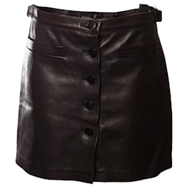 Agnès b.-Agnis B, black leather skirt with buttons in the front in size FR42/M.-Black
