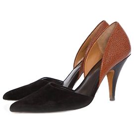 Phillip Lim, Black/cognac colored pump in leather/suede in size 39. Brown Black