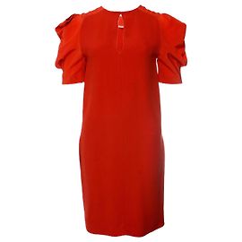 Chloé Chloe, orange dress with short flutter sleeves. Orange