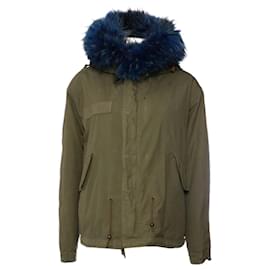 Autre Marque-Mr & Mrs Furs/Italy, blue fox fur lined hooded parka in size S.-Blue,Green