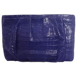 Autre Marque-Nancy Gonzales, Soft crocodile leather clutch in Cobalt blue.-Blue