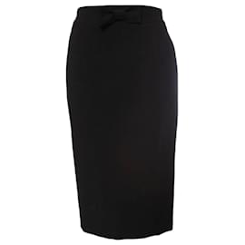 Burberry-BURBERRY, falda negra con lazo y abertura en la espalda en talla IT38/XS.-Negro