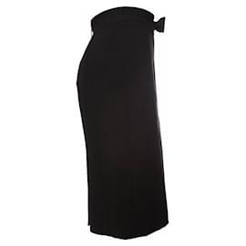 Burberry-BURBERRY, black skirt with bow and split on the back in size IT38/XS.-Black