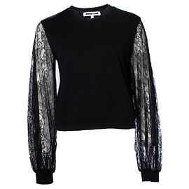 Autre Marque McQ, top negro con mangas de encaje Negro