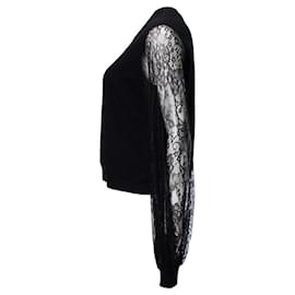 Autre Marque-McQ, black top with lace sleeves-Black