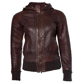 Autre Marque GMS-75, braune Lederjacke mit Kapuze Braun