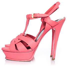 Saint Laurent-SAINT LAURENT, Pink leather tribute heels.-Pink